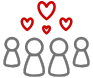 People icons with hearts over their heads representing Culture and Engagement